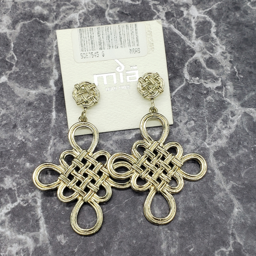 Mia Collection Dangle Earrings,  Gold Tone